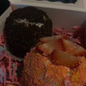 cheesecake, apples Oreo,and strawberry crunch